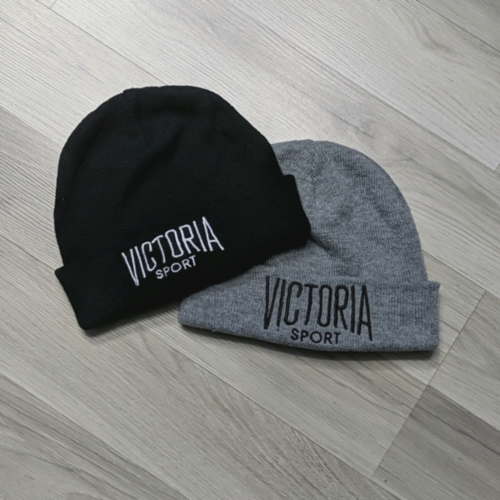Victoria Secret Sport Beanies Set Black and Grey